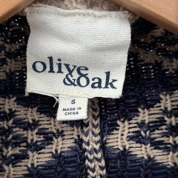 Bohemian Open Front Fringe Cardigan Geometric Knit Wrap Olive & Oak sweater - Picture 5 of 7